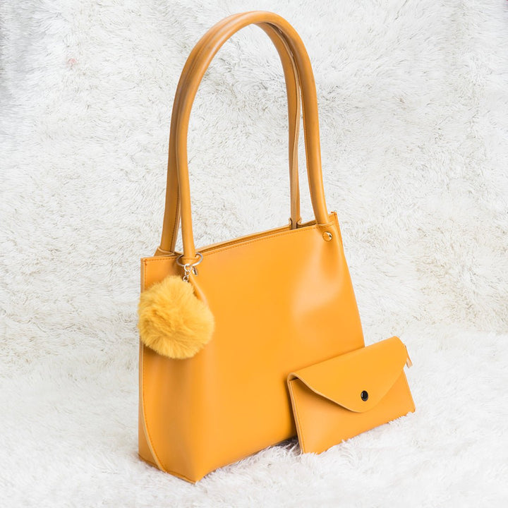 Shein - Tote Bag with Pom Pom Yellow