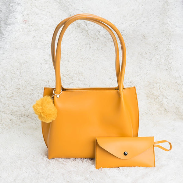 Shein - Tote Bag with Pom Pom Yellow