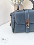 Chattels by M Sierra Leather Handbag- Blue Grey