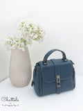 Chattels by M Sierra Leather Handbag- Blue Grey