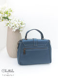 Chattels by M.E Sierra Leather Handbag- Blue Grey