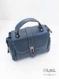 Chattels by M Sierra Leather Handbag- Blue Grey