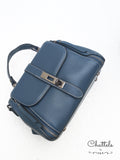 Chattels by M Sierra Leather Handbag- Blue Grey