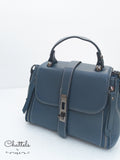 Chattels by M Sierra Leather Handbag- Blue Grey