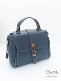 Chattels by M Sierra Leather Handbag- Blue Grey