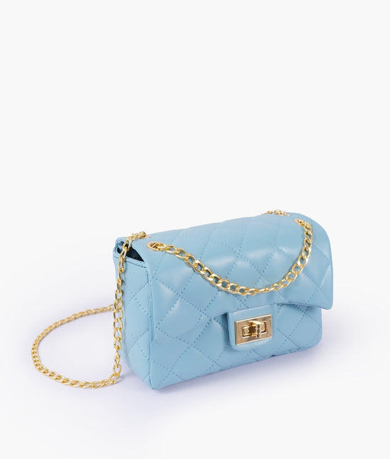 RTW - Sky Blue quilted mini bag with chain