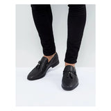 Asos Design- brogue loafers in black faux leather with tassel
