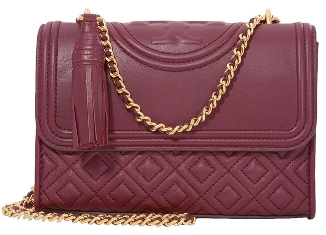 Tory Burch Large Red Wine FLEMING CONVERTIBLE Leather SHOULDER Crossbody bag