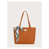 Shein- Quilted Tote Bag With Twilly Scarf
