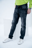 Weave Wardrobe-BOLT Button Fly Straight Denim Jeans - Black