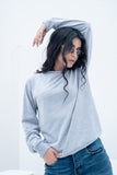 Weave Wardrobe-Women's Basic Plain Solid Sweatshirt - Grey
