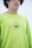 Weave Wardrobe-Men's Varsity Striped Sweatshirt - Neon Green