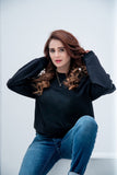 Weave Wardrobe-Women's Basic Plain Solid Sweatshirt - Black