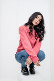 Weave Wardrobe-Women's Basic Plain Solid Sweatshirt - Pink