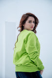 Weave Wardrobe-Women's Basic Plain Solid Sweatshirt - Neon Green