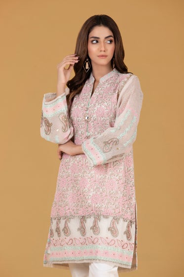 Gul Ahmed- Cotton Karandi Screen Printed Embroidered Shirt WGK-FFS-SP-230