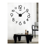 Toshionics- 3D Acrylic Number DIY Removable Sticker Giant Wall Clock Black 1.1x1.1 meter