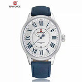 Naviforce- Leather Strap Japan Quartz Waterproof Wristwatch WITH Brand Box - NF9126 Blue White