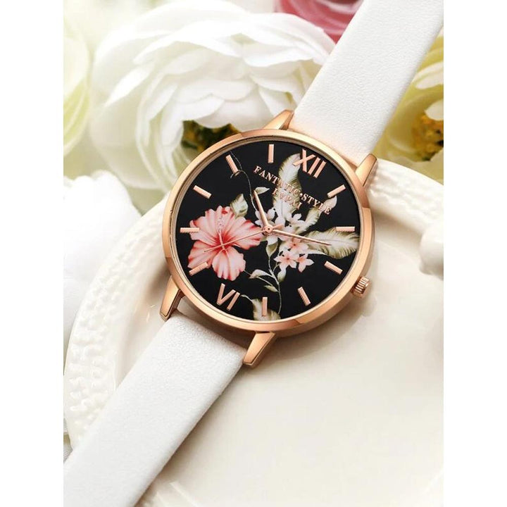 Shein- Floral Dial Quartz Watch