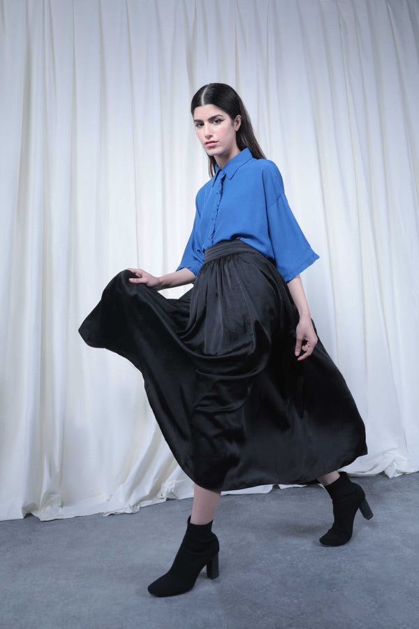 Sapphire Flowy Pleated Skirt