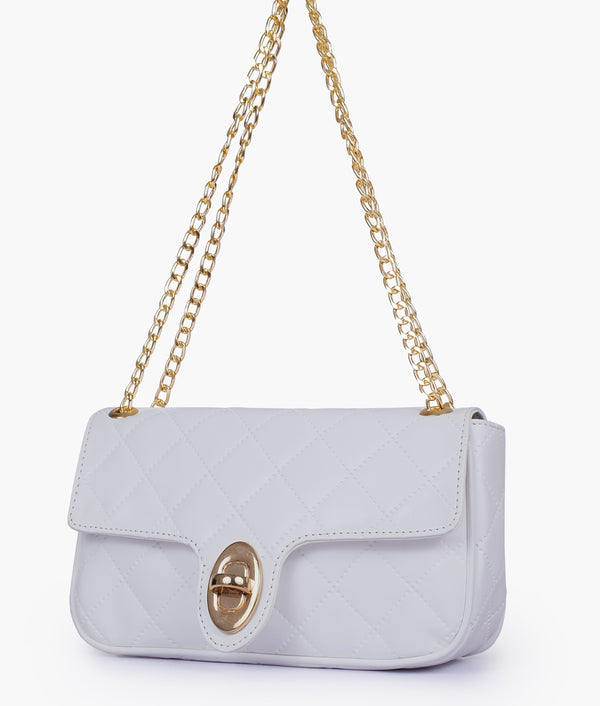 RTW - White quilted small shoulder bag with chain