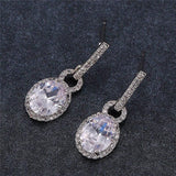 Zardi- Silver - Drop Earring With White Stone - AE156