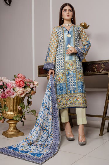 Copy of Gul Ahmed - 3PC Unstitched Digital Printed Lawn Suit RG-32008