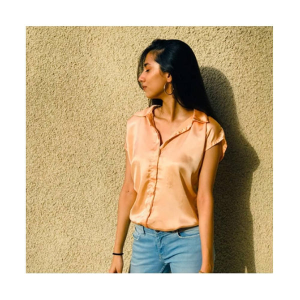 Hues- Peach silk blouse