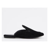 Asos Design-  Wide Fit Marigold suede flat mules in black