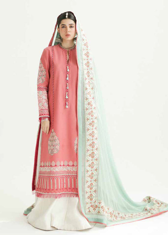 Zara Shahjahan Spring Embroidered Jacquard 3 Piece Unstitched Suit ZSJ24SS-10B SANDAL