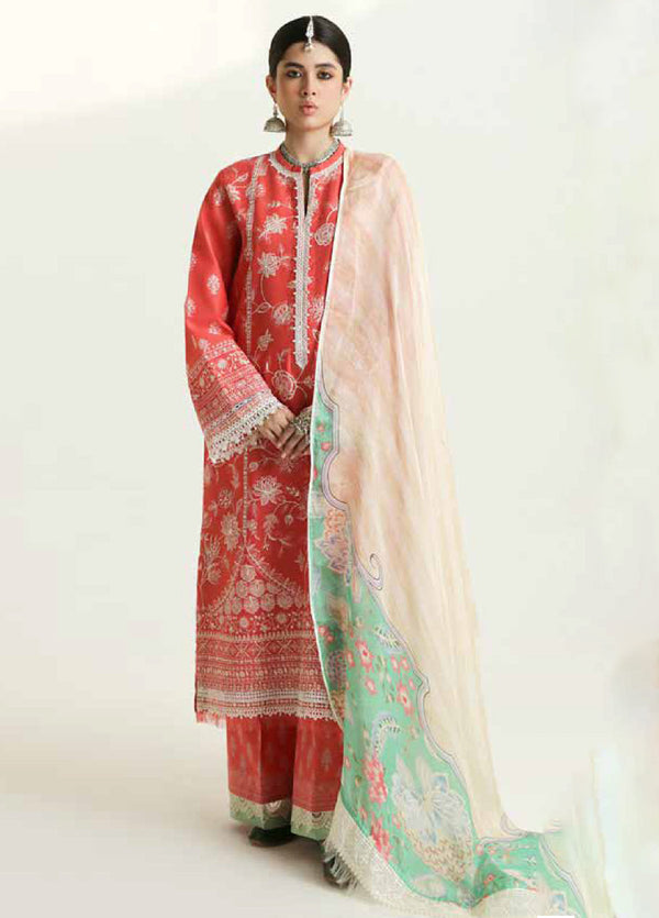 Zara Shahjahan Spring Embroidered Lawn 3 Piece Unstitched Suit ZSJ24SS-1A MAHI