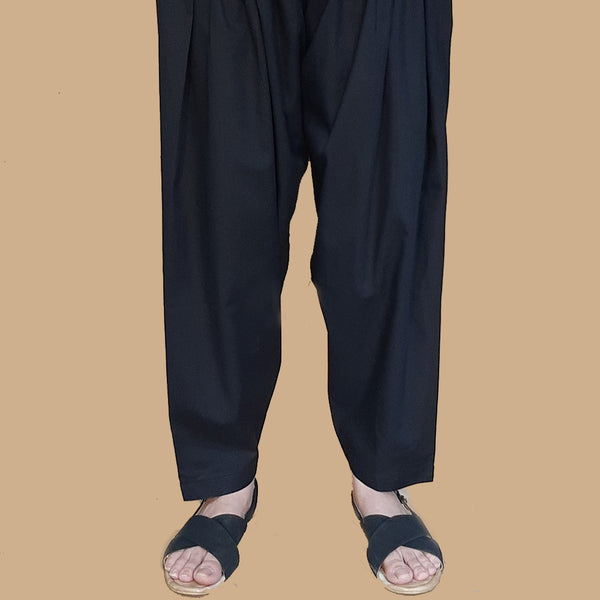 Zardi- Plain Shalwar - Cotton - Black - ZSL01