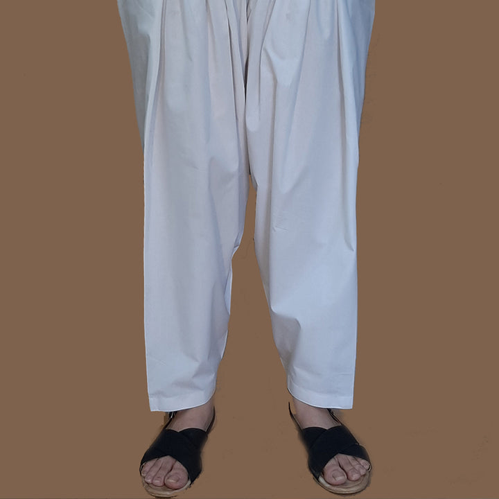 Zardi- Plain Shalwar - Cotton - White - ZSL01