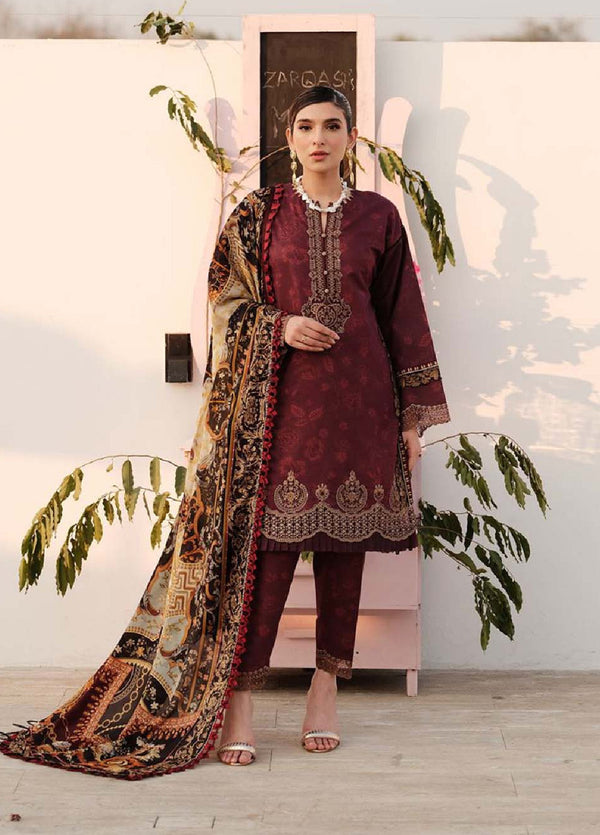 Zarqash Embroidered Luxe Lawn 3 Piece Unstitched Suit ZQ24LL 06