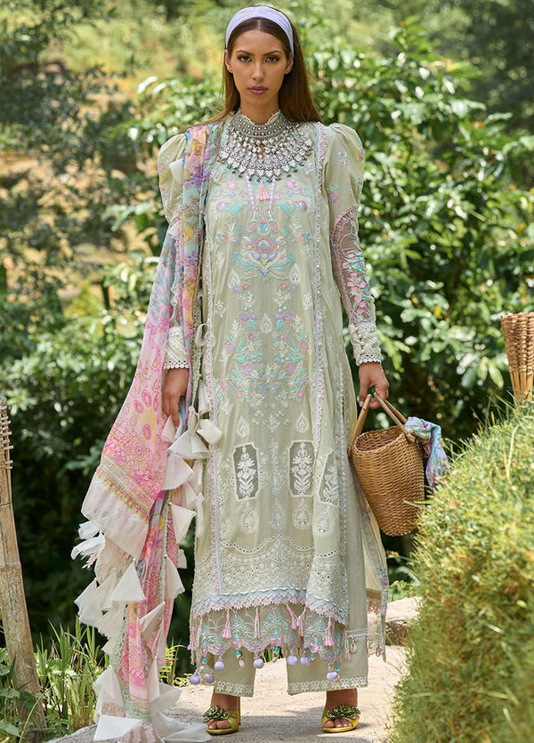 Zoha By Ansab Jahangir Luxury Embroidered Lawn 3 Piece Unstitched Suit AJ24ZLL-04 Anthurium