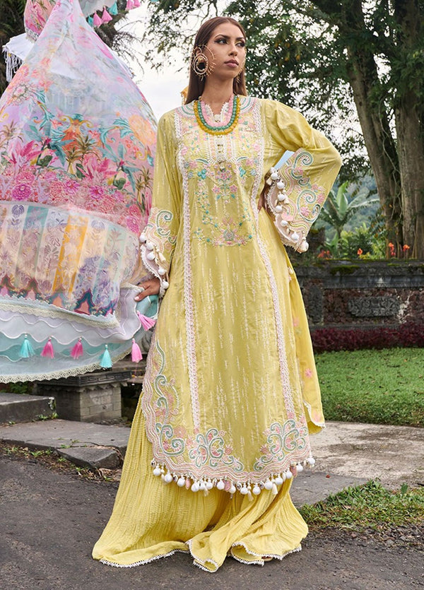 Zoha By Ansab Jahangir Luxury Embroidered Lawn 3 Piece Unstitched Suit AJ24ZLL-06 Marigold